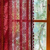 Cortinas YJ YANJUN Burgundy Lace 150x240cm 2 painéis vintage