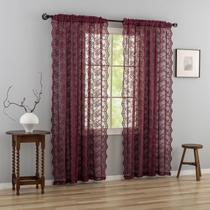 Cortinas YJ YANJUN Burgundy Sheer Vintage Floral 213 cm H (conjunto 2) Cortinas YJ YANJUN Burgundy Sheer Vintage Floral 213 cm H (conjunto 2)