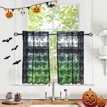 Cortinas YJ YANJUN Gothic Lace, 24 cm de comprimento, conjunto de 2 pretas