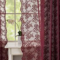 Cortinas YJ YANJUN Wine Red Lace 229x132cm 2 painéis florais Cortinas YJ YANJUN Wine Red Lace 229x132cm 2 painéis florais
