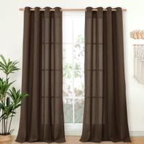 Cortinas YoungStex de linho marrom escuro 214x213cm com ilhó x2 Cortinas YoungStex de linho marrom escuro 214x213cm com ilhó x2