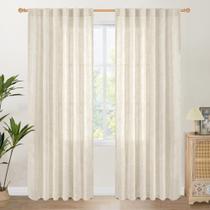 Cortinas YoungStex Linen, 203 cm de comprimento, creme filtrante de luz Cortinas YoungStex Linen, 203 cm de comprimento, creme filtrante de luz