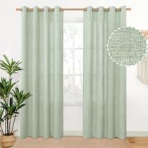 Cortinas Youngstex Sage Green Linen Semi Sheer 213x213cm 2 painéis