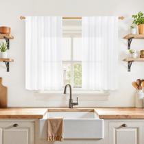 Cortinas YoungStex White Linen 102x102cm para janela de cozinha Cortinas YoungStex White Linen 102x102cm para janela de cozinha