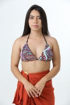 Cortininha Estampado Abstrato Alça Preta Cortininha Estampado Abstrato Alça Preta