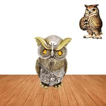 Coruja De Resina Prata Decorativa Enfeite Sala Opção De Presente MCJA02