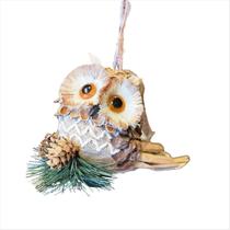 Coruja Decorativa Enfeite Natalino Rústico Em Fibra Natural