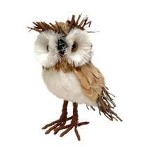 Coruja decorativa natalina em palha - 18cm