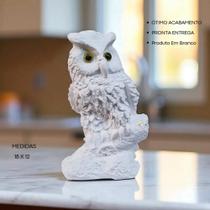 Coruja em Gesso Premium 18 Cm P/ Pintura Artesanal DIY Ideal P/ Sala Escritório Presente AVB DECOR