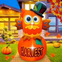 Coruja inflável JOYEASE de Ação de Graças em abóbora 180 cm com LED