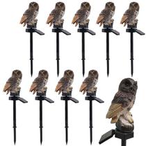 Coruja Lumianaria Solar Escultura Led Kit 10 Uni Decoraçao Ave Enfeite Quintal Jardim Iluminaçao Multiuso