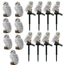 Coruja Lumianaria Solar Kit 10 Uni Escultura Ave Decoraçao Casa Quintal Jardim Varanda Multiuso