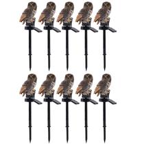 Coruja Luminaria Solar Decoraçao Kit 10 Uni Casa Jardim Quintal Varanda Enfeite Ave Escultura