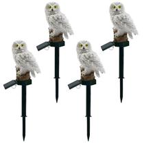 Coruja Luminaria Solar Kit 4 Uni Casa Jardim Quintal Enfeite Luz Led Espeto Decoraçao Nortuna Enfeite Aves