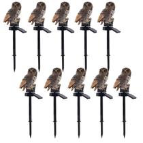 Coruja Luminaria Solar Led Iluminaçao Kit 10 Uni Decoraçao Enfeite Quintal Jardim Casa Escultura Ave Resistente
