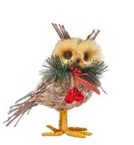 Coruja Natalina em Palha Natural 25,5cm