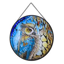 Coruja Payutou pendurada em vitral de 20 cm com corrente para janelas Coruja Payutou pendurada em vitral de 20 cm com corrente para janelas