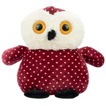 Coruja Pelúcia Vinho Olhos Grandes Fofa 35cm