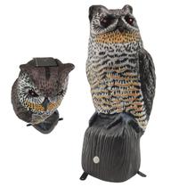 Coruja Solar Repelente Acende Olhos Barulho Realista Afasta Animais Passaros Sensor Presença Movimento Aves Pombo Pragas Cobra Esquilo Escorpiao Jardi