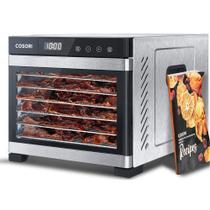 COSORI Food Dehydrator (50 Receitas) para Jerky, Legumes Frutas, Carne, Guloseimas para Cães, Ervas e Iogurte, Máquina de Secador com Controle de Temperatura, 6 Bandejas de Aço Inoxidável, Ventilador Montado na Traseira, Prata