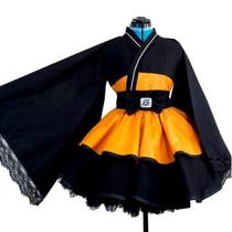 Cosplay akatsuki Naruto Saia Kimono E Faixa Cintura Cor Laranja