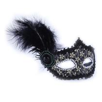 Cosplay Costume Prop Black Feather Mask Half Face para adulto Cosplay Costume Prop Black Feather Mask Half Face para adulto