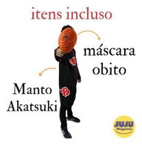 Cosplay Manto Naruto Akatsuki Renegado Máscara Obito Tamanho:M ADULTOCor:Preto e Vermelho Cosplay Manto Naruto Akatsuki Renegado Máscara Obito Tamanho:M ADULTOCor:Preto e Vermelho