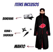 Cosplay Manto Naruto Akatsuki Renegado Roupa Completa Tamanho:G INFANTILCor:Preto e Vermelho Cosplay Manto Naruto Akatsuki Renegado Roupa Completa Tamanho:G INFANTILCor:Preto e Vermelho