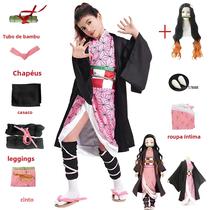 Cosplay Nezuko Kamado - Demon Slayer: Uniforme para Adultos e Crianças