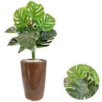 Costela De Adão Artificial E Vaso Marmorizado Pedras Brancas Costela De Adão Artificial E Vaso Marmorizado Pedras Brancas