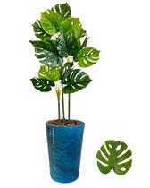 Costela de Adão Planta Artificial Troncos + Vaso Marmorizado