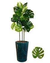 Costela de Adão Planta Artificial Troncos + Vaso Marmorizado