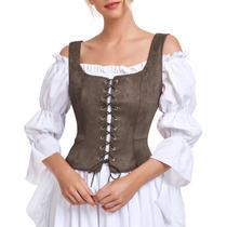 Costume Century Star Renaissance Corset Pirate Vest Coffee XL