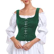 Costume Century Star Renaissance Corset Pirate Vest Green L