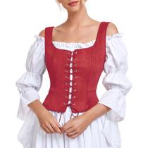 Costume Century Star Renaissance Corset Pirate Wine Red S