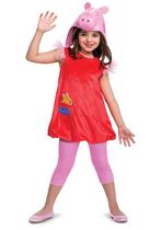 Costume Disguise Peppa Pig para meninas, macacão com chapéu 3T-4T Costume Disguise Peppa Pig para meninas, macacão com chapéu 3T-4T