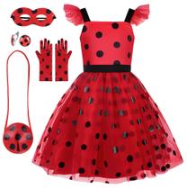 Costume EleFairy Ladybug Dress e acessórios para meninas 7-8Y