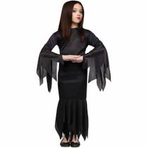 Costume Fun World Child Morticia tamanho M com comprimento até o chão