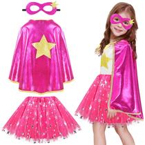 Costume Infantil iRolewin - Capa e Máscara de Super-Heróis com Tule para Meninas