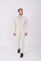 Costume Masculino Linho Slim Raffer Original Bege Costume Masculino Linho Slim Raffer Original Bege