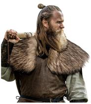 Costume Medieval Masculino L'VOW com Gola de Pele Viking - Marrom