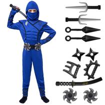 Costume Spooktacular Creations Blue Ninja para crianças e meninos de 5 a 7 anos Costume Spooktacular Creations Blue Ninja para crianças e meninos de 5 a 7 anos