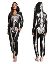 Costume Tipsy Elves Halloween Skeleton, macacão feminino prateado Costume Tipsy Elves Halloween Skeleton, macacão feminino prateado