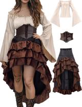 Costume Verceco Pirate Renaissance, camisa, saia, espartilho, S