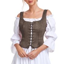 Costume Zando Renaissance Pirate Corset Top Colete Coffee XL
