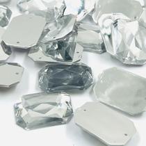 Costura Chaton Retângulo 25x18mm 10pçs Cristal Facetado 18g