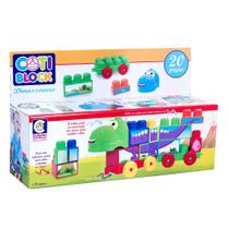 Coti Block Dinossauro Brinquedo Montar Crie um mundo pré-histórico com diversão! 21cm - 20 Peças + Adesivos. Cotiplas -