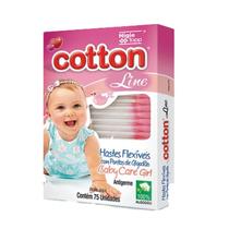 Cotonete Algodão Rosa Hastes Flexíveis 75 unidades - Cotton Line