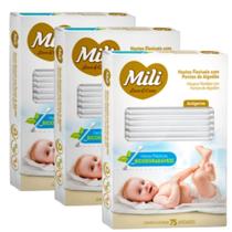 Cotonete Hastes Flexiveis 3 caixas c/75 Biodegradável MILI