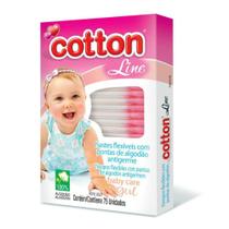 Cotonetes Bebês 75 Hastes Flexíveis Bastonetes Menina Menino - Cotton Line